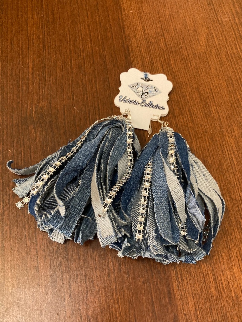 Denim Tassel Earrings